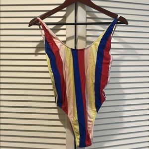 American Apparel Striped High Cut One Piece